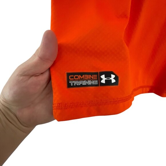 Under Armour Men's Orange Gray Combine Training Shirt L Regular Performance - Picture 8 of 10